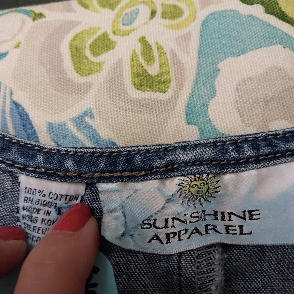 3645 Size 1XL Upcycled Denim Jumper by Sunshine Apparel with Lace Trim. - Picture 14 of 15